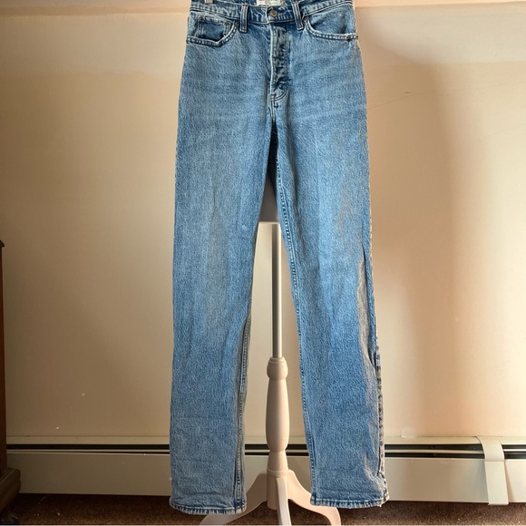 Abercrombie & Fitch The Dad High Rise Straight Leg Denim Jeans size 00L - Picture 2 of 8
